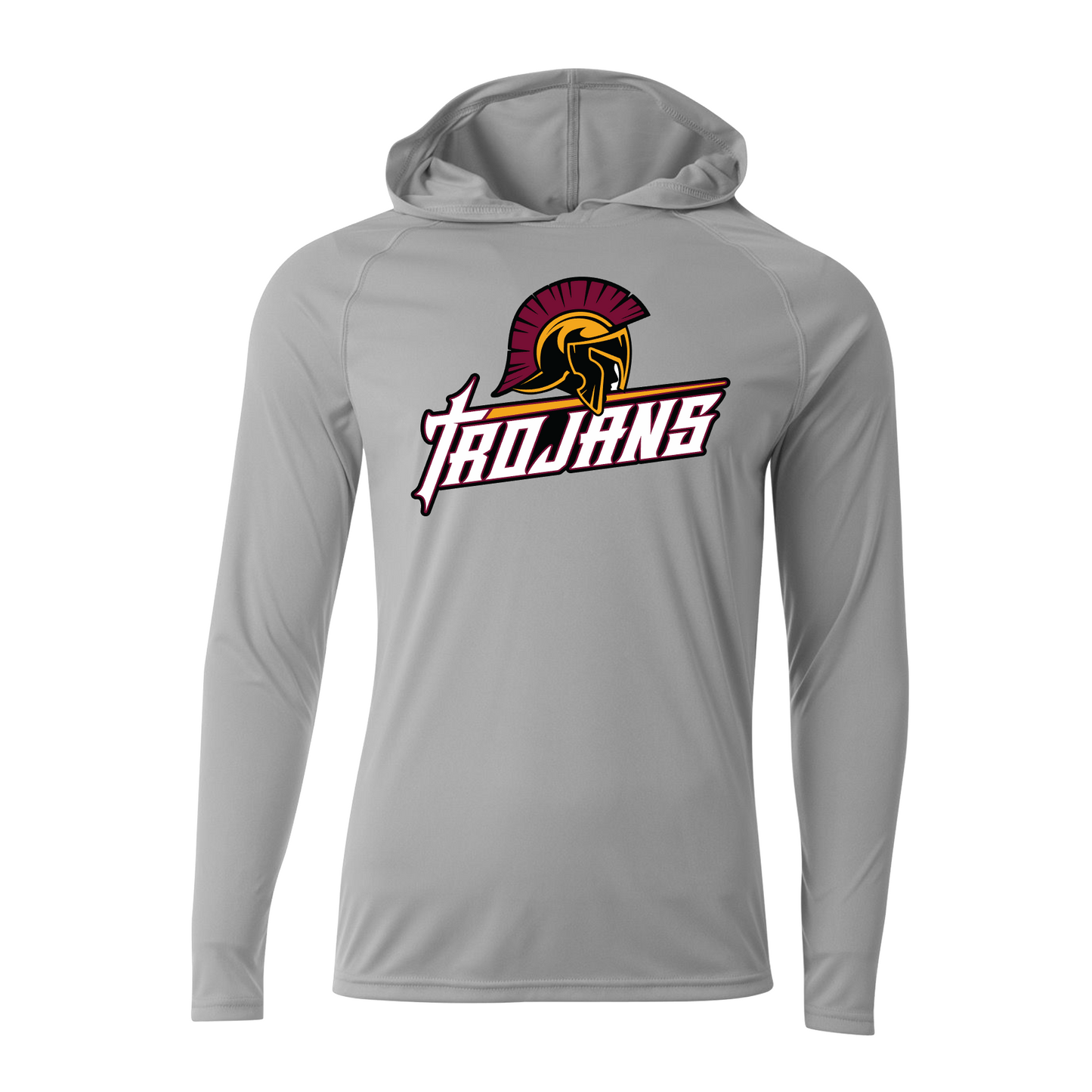 Long Sleeve Hoodie Trojans Baseball Tee, Trojans Hooded Tee, Trojans Baseball Tshirt