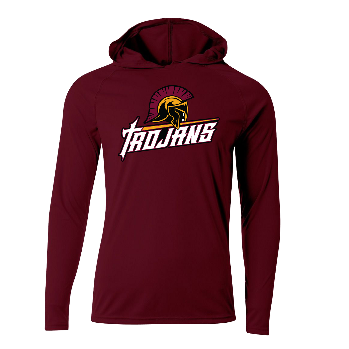 Long Sleeve Hoodie Trojans Baseball Tee, Trojans Hooded Tee, Trojans Baseball Tshirt