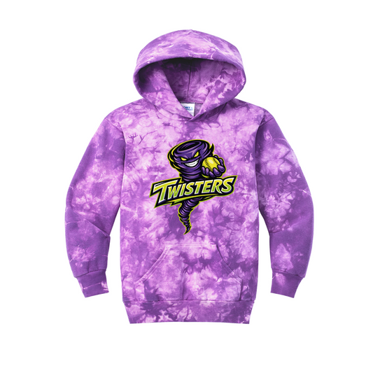 Twisters Softball Tie Dye Hoodie | Purple Twisters Spirit Wear Sweatshirt