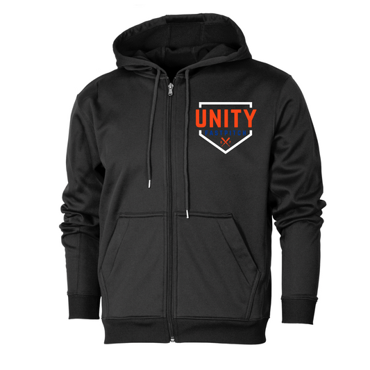 Black Unity Fastpitch Full Zip Fleece – Unity Fastpitch Logo | Performance Softball Training Jacket