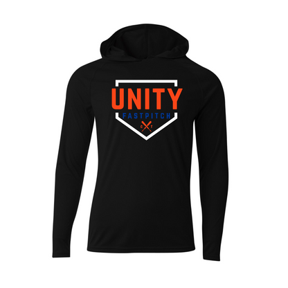 Black Hooded Long Sleeve Tek Shirt – Unity Fastpitch Central Texas Logo | Performance Training Hoodie