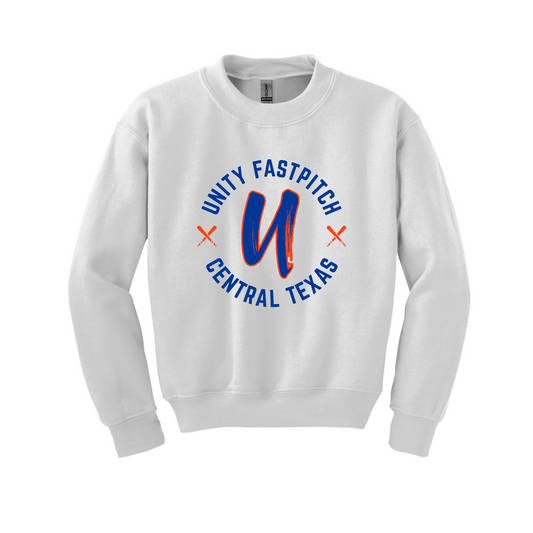 Unity Fastpitch White Crewneck Sweatshirt | Softball Spirit Wear Sweatshirt