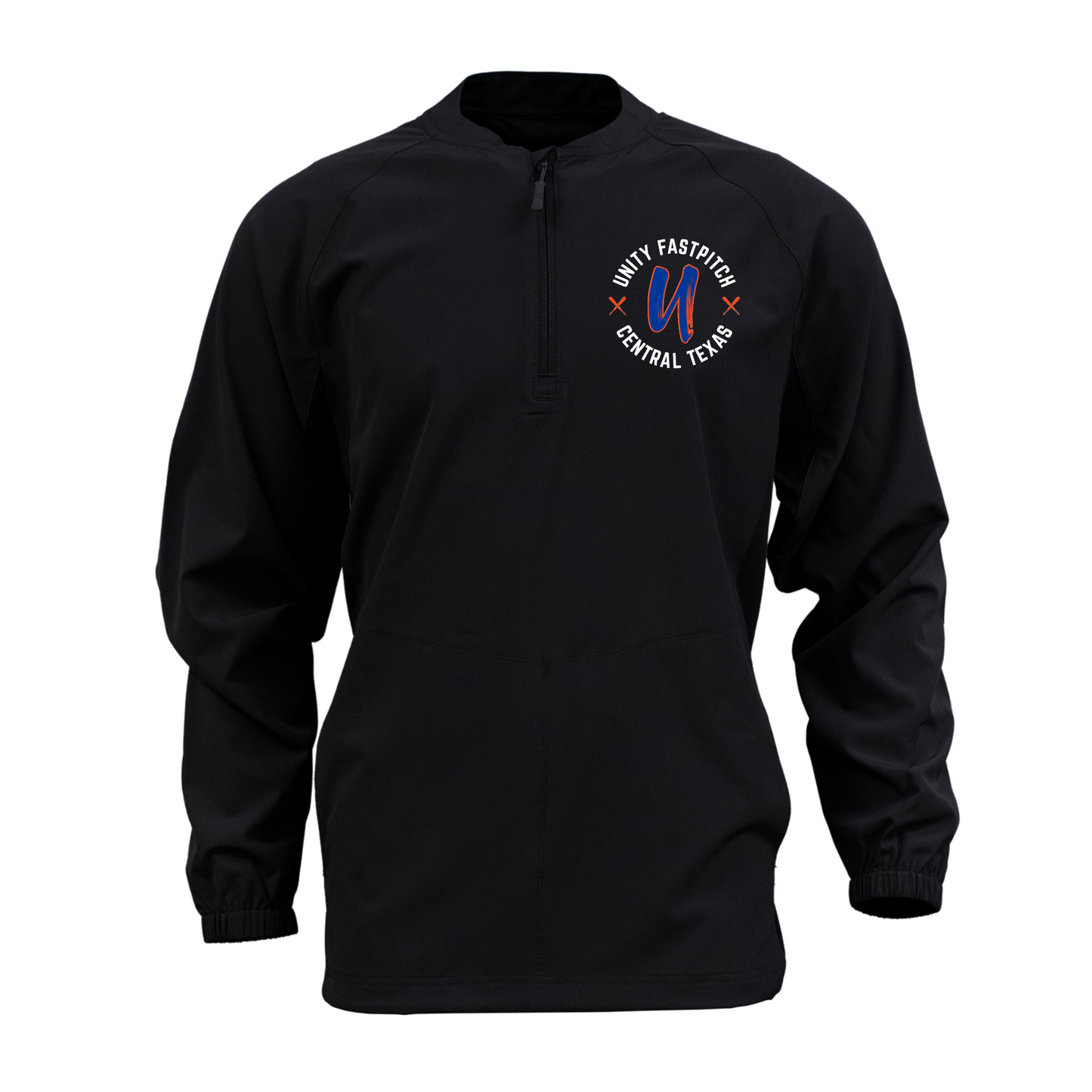 Black Long Sleeve Cage Jacket – Unity Fastpitch Central Texas Logo | Team Warm-Up Jacket