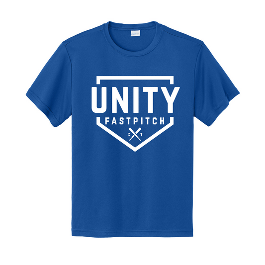 Royal Blue DriFit Unity Fastpitch Shirt – Unity Fastpitch Central Texas Logo | Performance Softball Training Tee