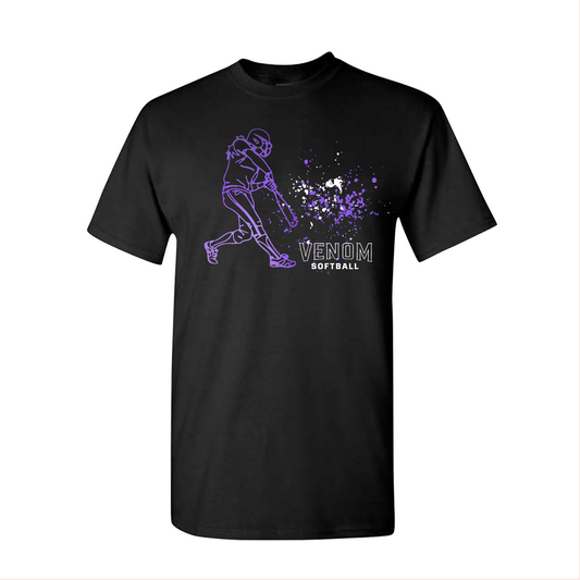 Black Paint Splatter Venom Softball Tee, Bella and Canvas Venom Softball Shirt, Fun Venom Softball Tshirt