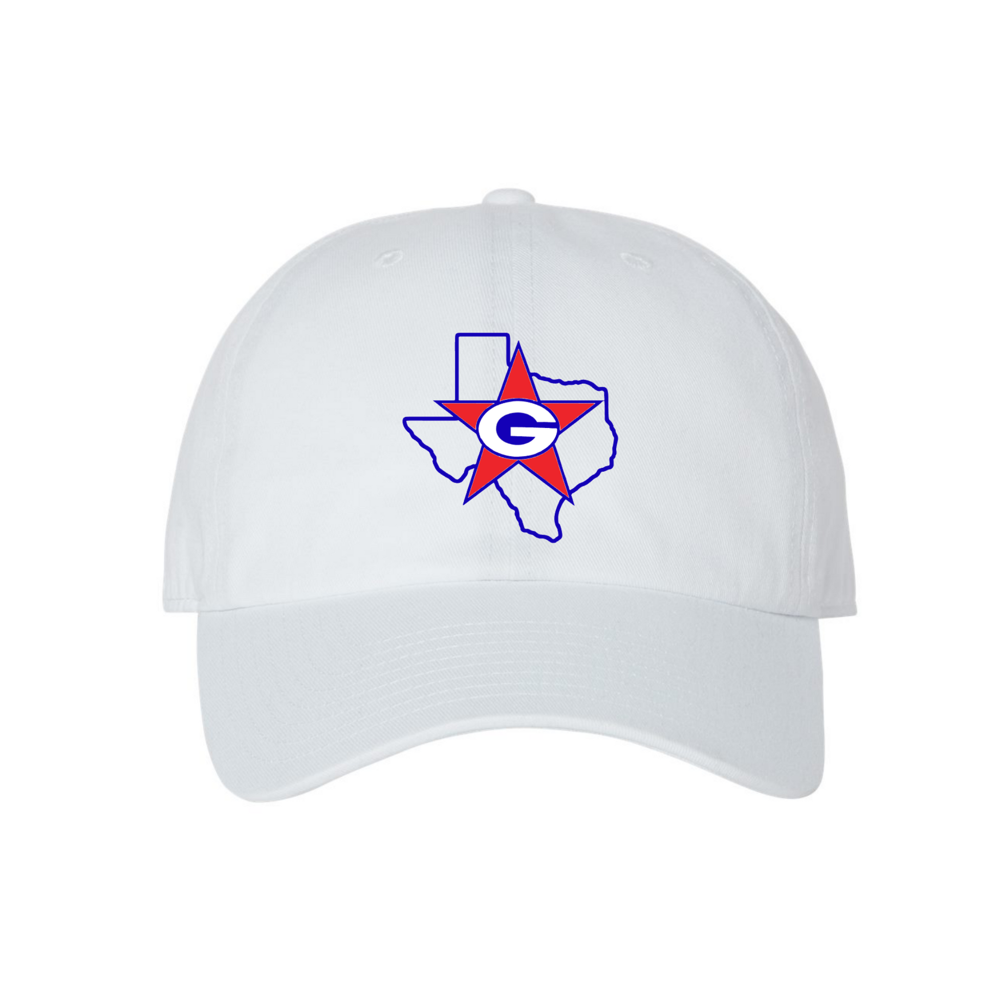 White cap with a logo on a white background