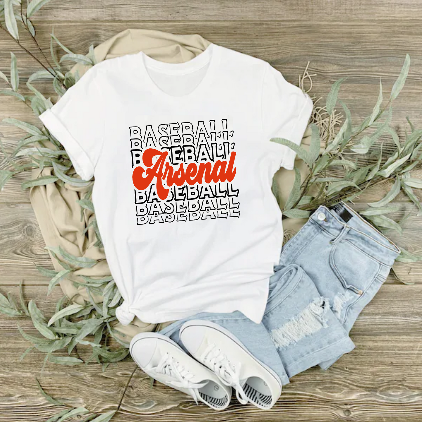 White Arsenal Baseball Tee, Bella and Canvas Arsenal Shirt, Arsenal Spirit Wear