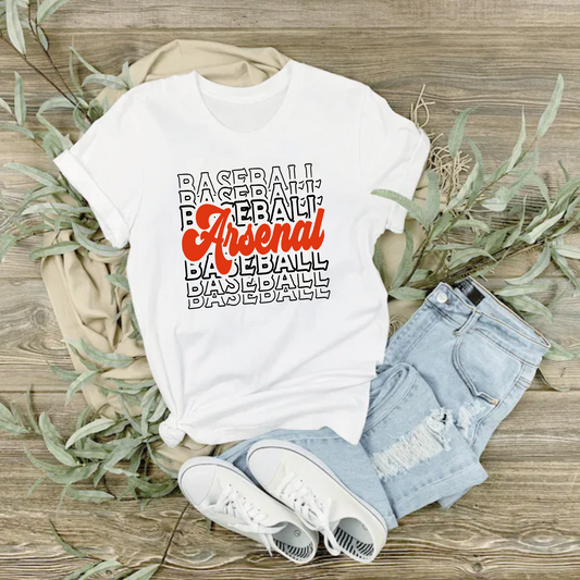 White Arsenal Baseball Tee, Bella and Canvas Arsenal Shirt, Arsenal Spirit Wear