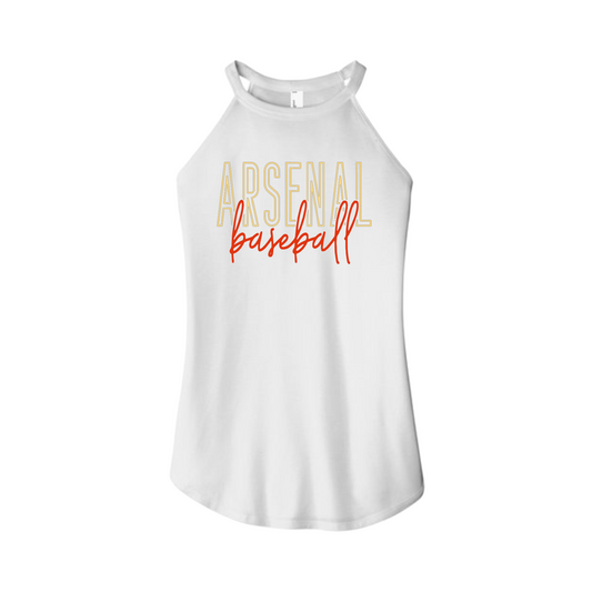 White Arsenal Baseball Logo Tank Top, Arsenal Baseball Rocker Tank, Arsenal Spiritwear