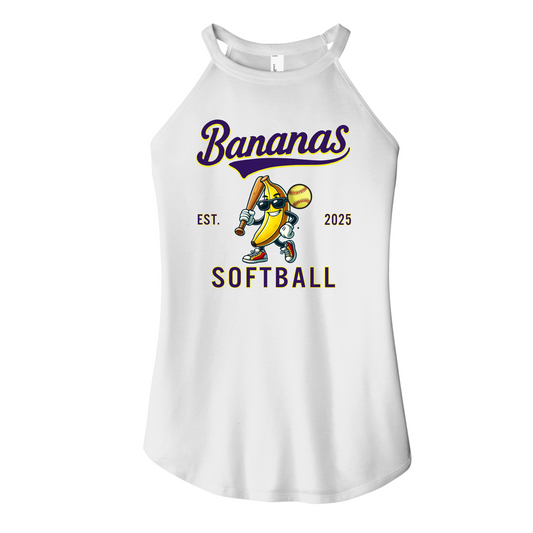 White Georgetown Bananas Tank Top, Women's Tank, Rocker District Bananas Softball Sleeveless Shirt
