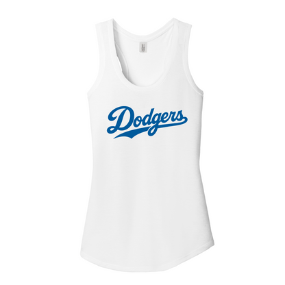White Leander Dodgers Women’s Tank Top | Lightweight Baseball Team Tank
