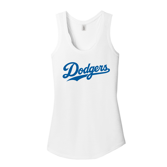 White Leander Dodgers Women’s Tank Top | Lightweight Baseball Team Tank