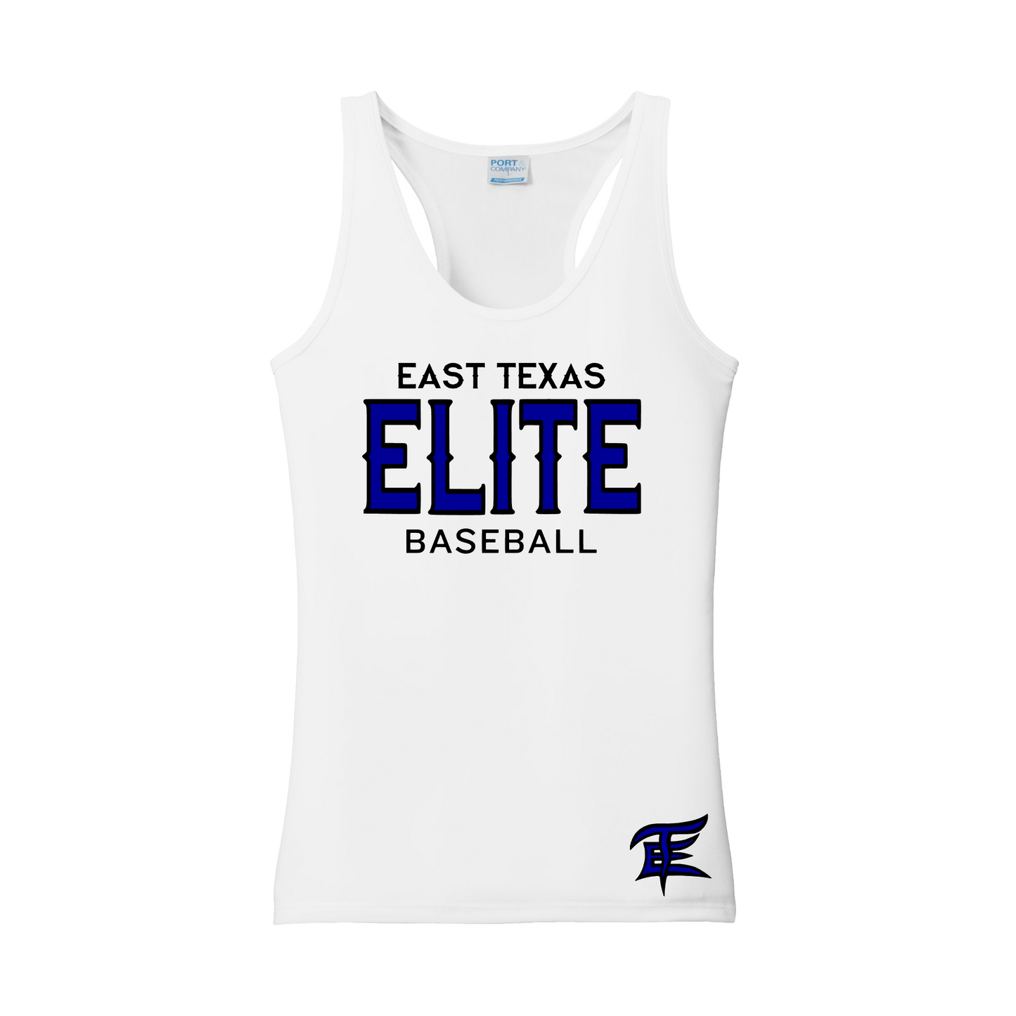 East Texas Elite Logo Baseball Tank Top, Elite Baseball Black Tank, Royal Blue East Texas Elite Baseball Tank