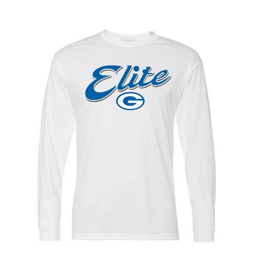 White Georgetown Elite Long Sleeve Tee, White Elite Softball Shirt, Georgetown Elite Long Sleeve