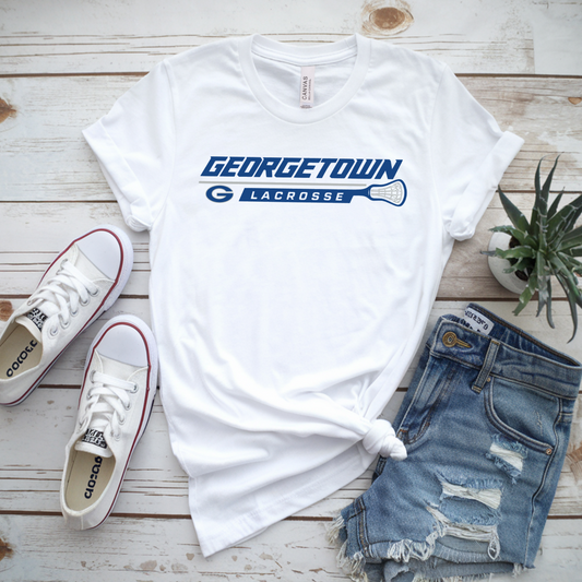 Georgetown Lacrosse Bella and Canvas Stripe Tee