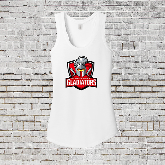 Georgetown Gladiators Baseball Tank Top, Gladiators Baseball Tee, Gladiators White Tank, Gladiators Womens Shirt