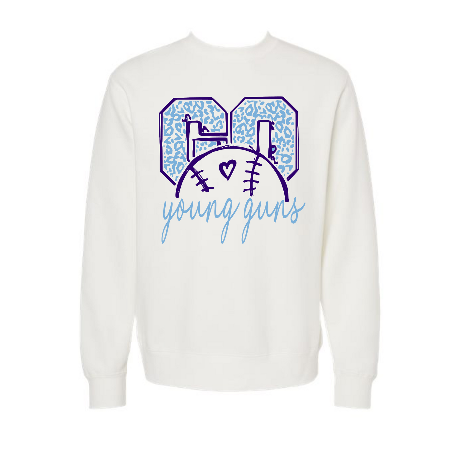 Go Young Guns Crewneck Sweatshirt, Georgetown Young Guns Sweatshirt, White Young Guns Sweatshirt, Young Guns Baseball Sweatshirt