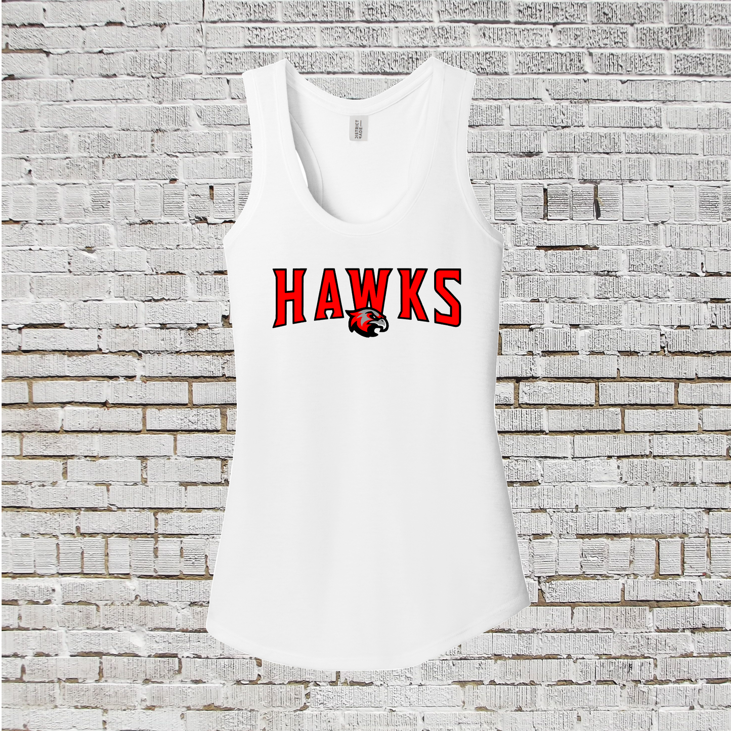 Hawks Baseball Tank Top, Hawks Baseball Tee, Hawks White Tank, Hawks Womens Shirt