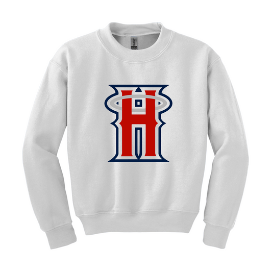 Hutto Angels Baseball White Fleece, Angels Baseball Sweatshirt, White Crewneck Sweatshirt