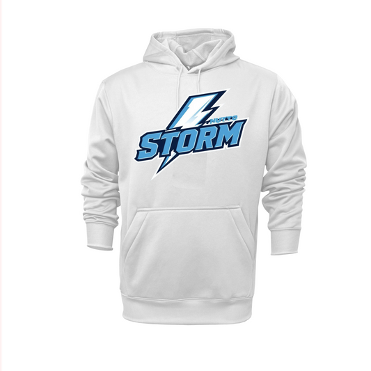 White Hutto Storm Hoodie, Performance Hoodie, Storm Baseball Sweatshirt