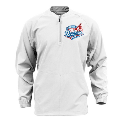 Long Sleeve White Cage Jacket – Leander Dodgers Baseball Logo | Team Warm-Up Top