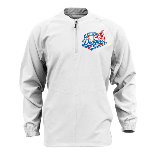Long Sleeve White Cage Jacket – Leander Dodgers Baseball Logo | Team Warm-Up Top