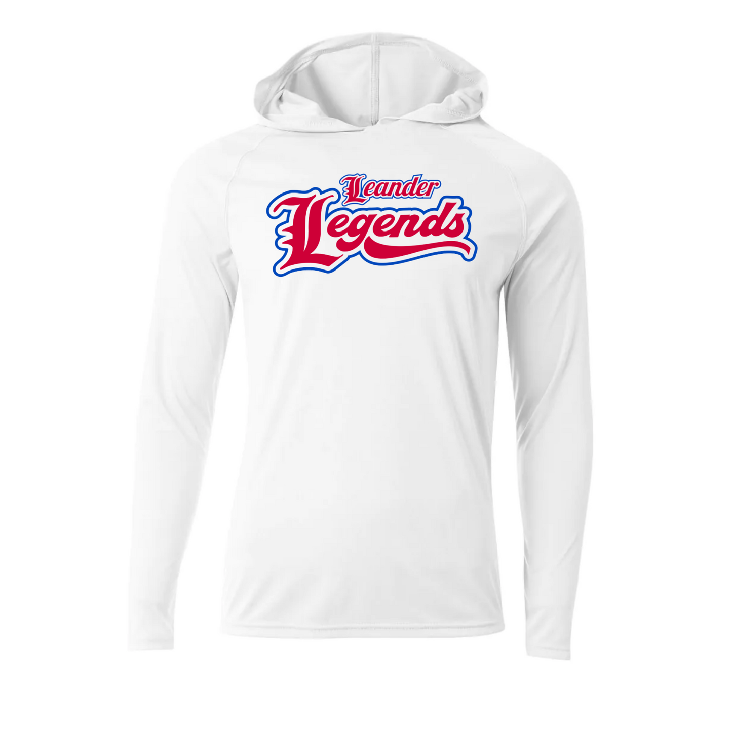 White hoodie with 'Alexander Legends' logo on a white background