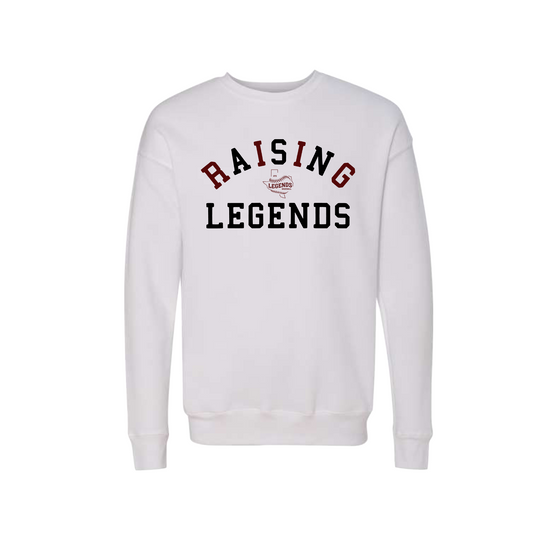 White Raising Legends Fleece, GTX Legends Sweatshirt, White Crewneck Sweatshirt