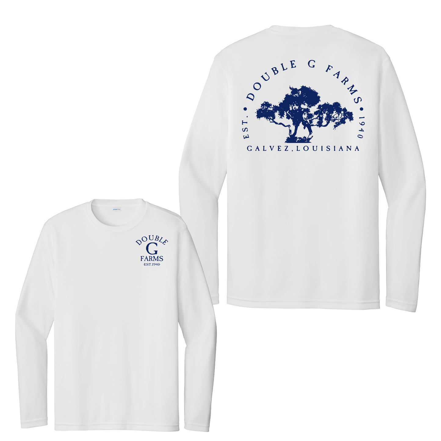 Long Sleeve Drifit Double G Farms Shirt, Sport Tek Double G Tee