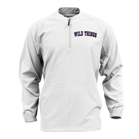 Long Sleeve White Cage Jacket – Wild Things Baseball Logo | Team Warm-Up Top