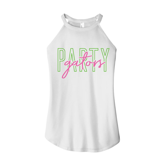 White Party Gators Tank Top, Women's Tank, Rocker District Party Gators Baseball Sleeveless Shirt