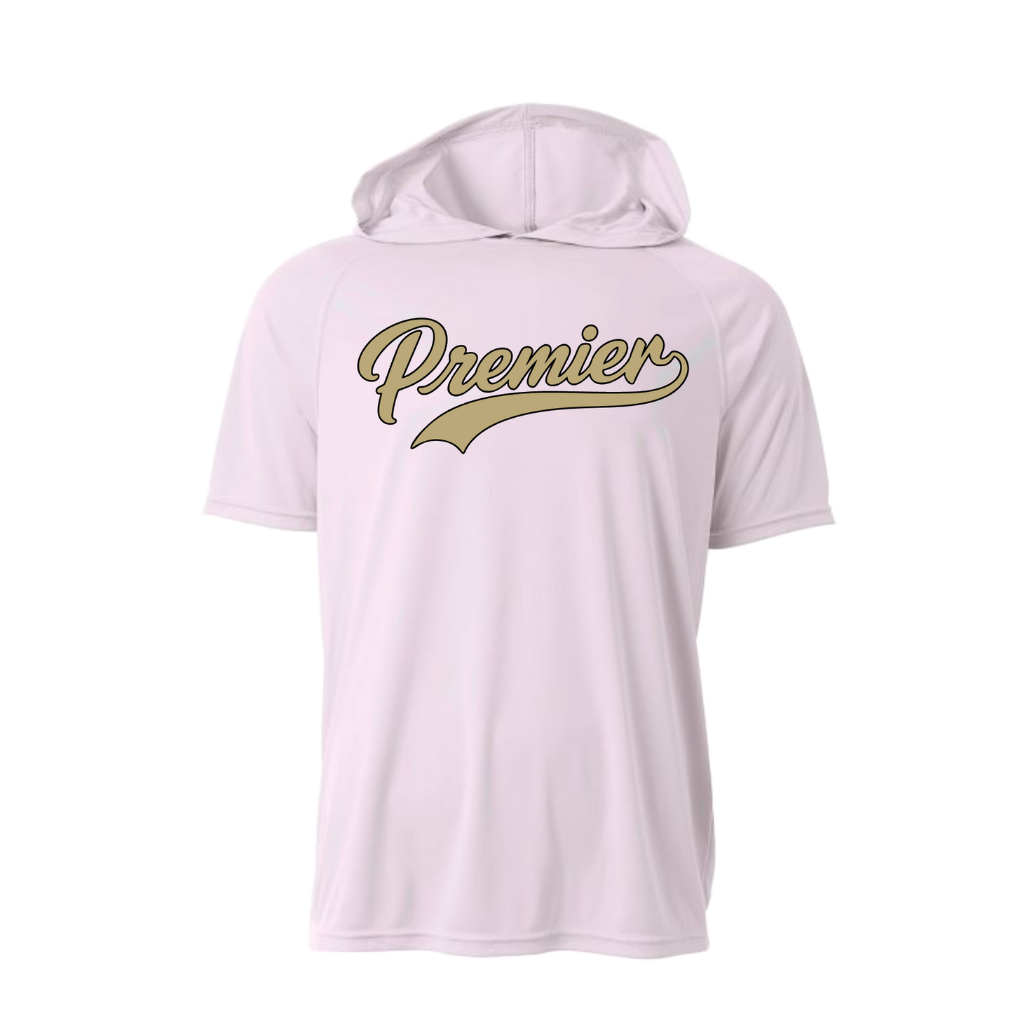 White Premier Baseball Short Sleeve Hooded Tee