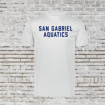 White San Gabriel Aquatics Tshirt, SGA Tee, San Gabriel Aquatics Swimming Shirt