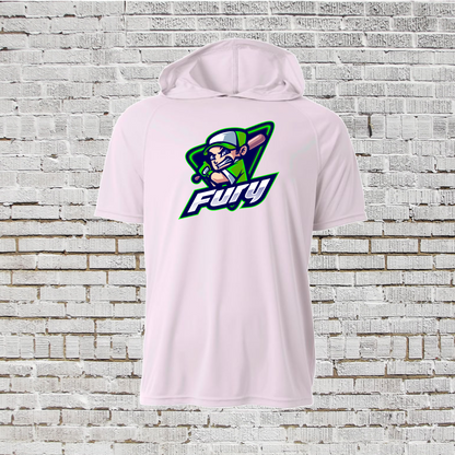 Fury Short Sleeve Hooded Shirt, Fury Baseball Logo Short Sleeve Hoodie, Fury Spiritwear