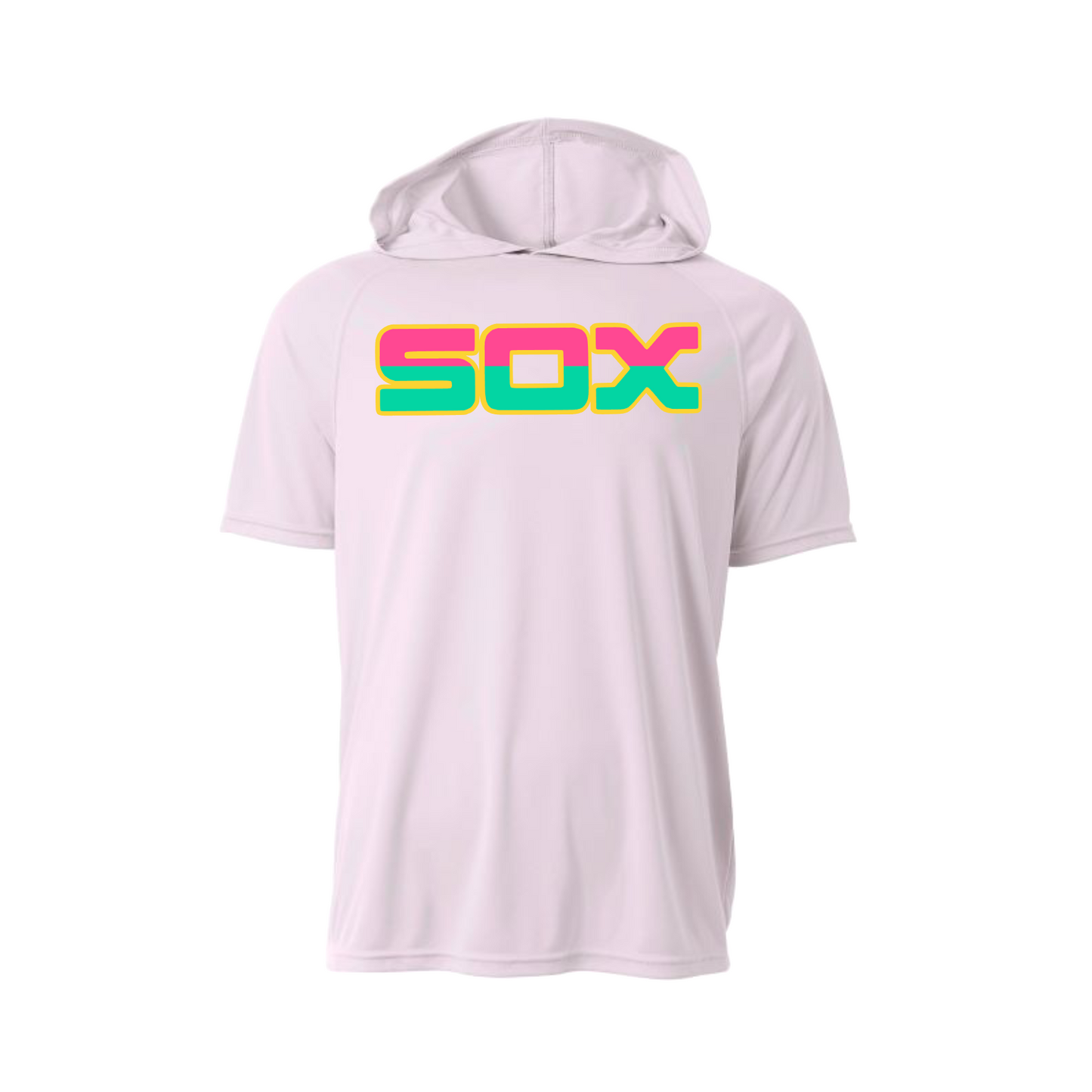 Colorful Sox Hooded Shirt, CTX Sox Logo Short Sleeve Hoodie, Sox Baseball Hoodie Tshirt