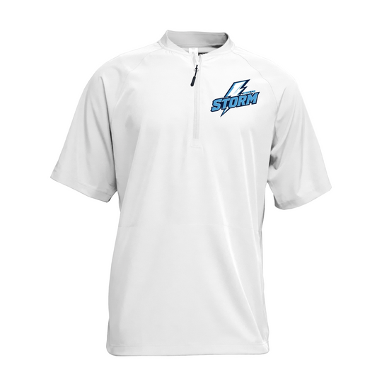 Storm Baseball Cage Jacket, White Hutto Storm Short Sleeve Jacket, Storm Baseball Logod Jacket