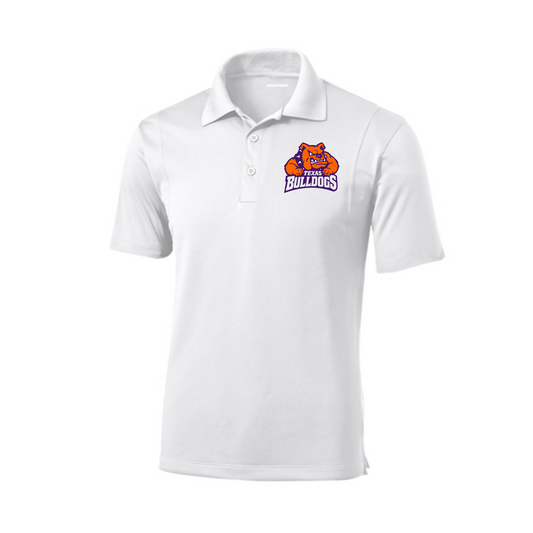 Texas Bulldogs Performance Polo – White | Moisture-Wicking Team Polo