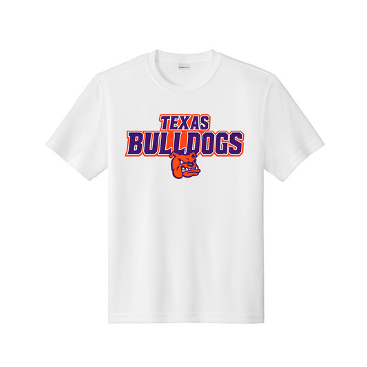 White DriFit Texas Bulldogs Shirt – Texas Bulldogs Select Baseball | Performance Baseball Training Tee