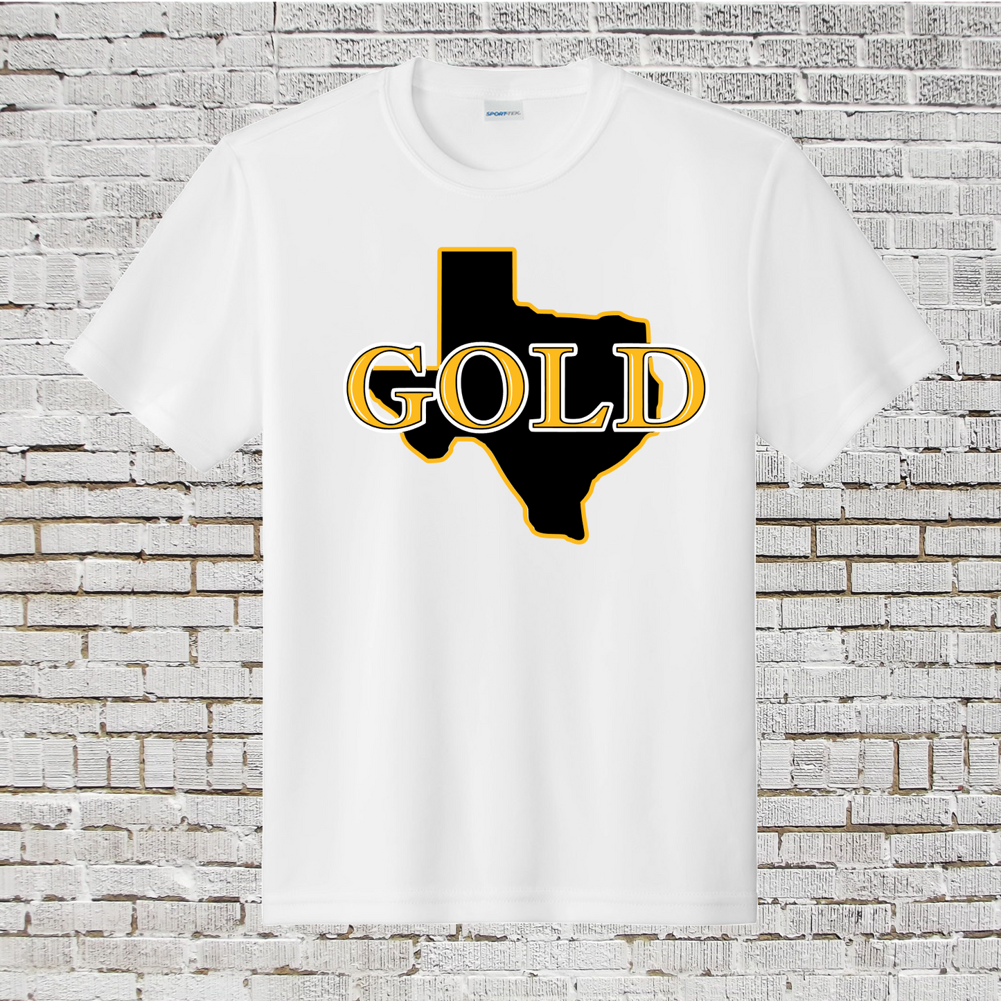 White Texas Gold Logo Tshirt, Texas Gold Tee, Texas Gold Swimming Shirt