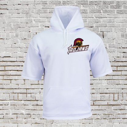 Short Sleeve Fleece Hoodie Trojans Baseball, Trojans Hooded Tee, Trojans Baseball Sweatshirt