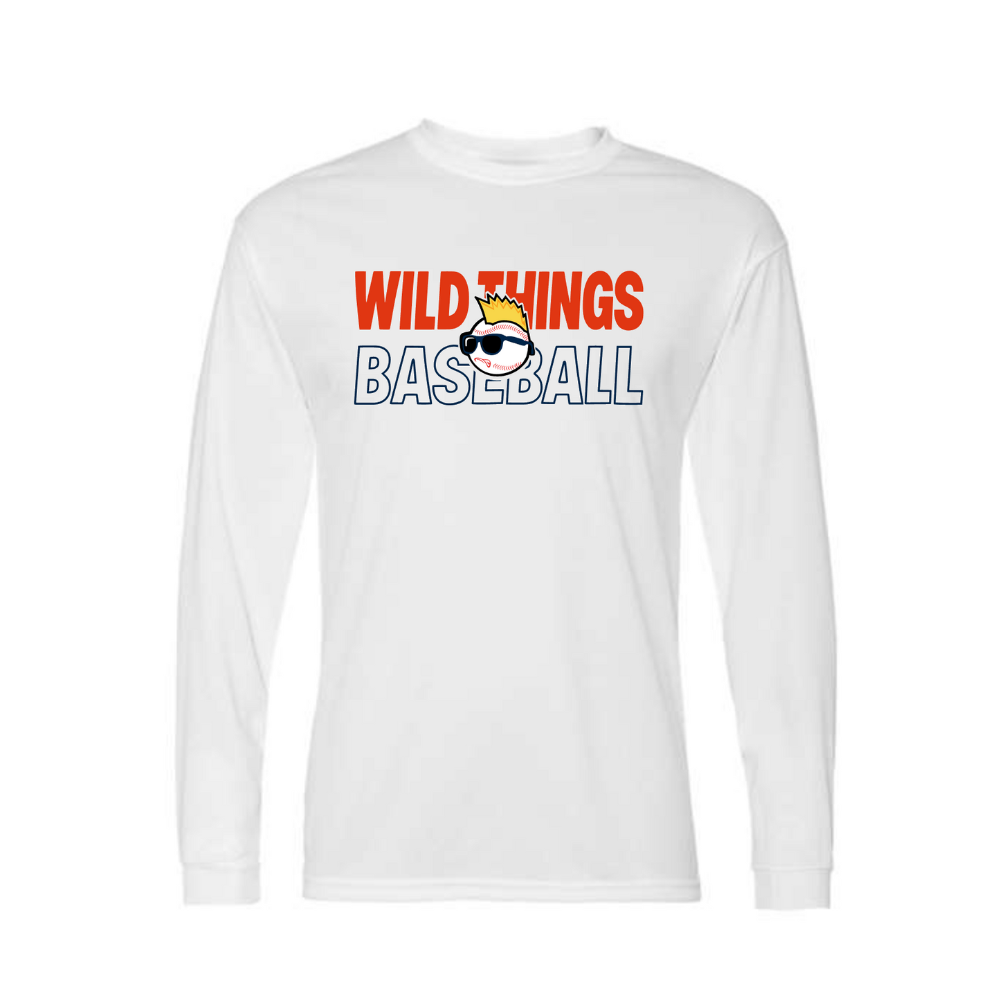 White Long Sleeve Wild Things Baseball Drifit Shirt