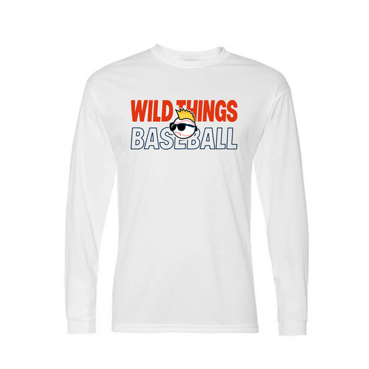 White Long Sleeve Wild Things Baseball Drifit Shirt