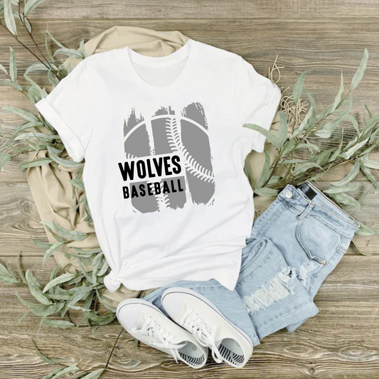 White Wolves Baseball Tshirt, Bella and Canvas Tee, Wolves Baseball Shirt