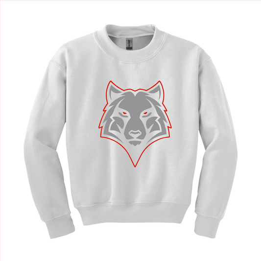 Wolves Baseball White Fleece, Wolves Baseball Sweatshirt, White Crewneck Sweatshirt