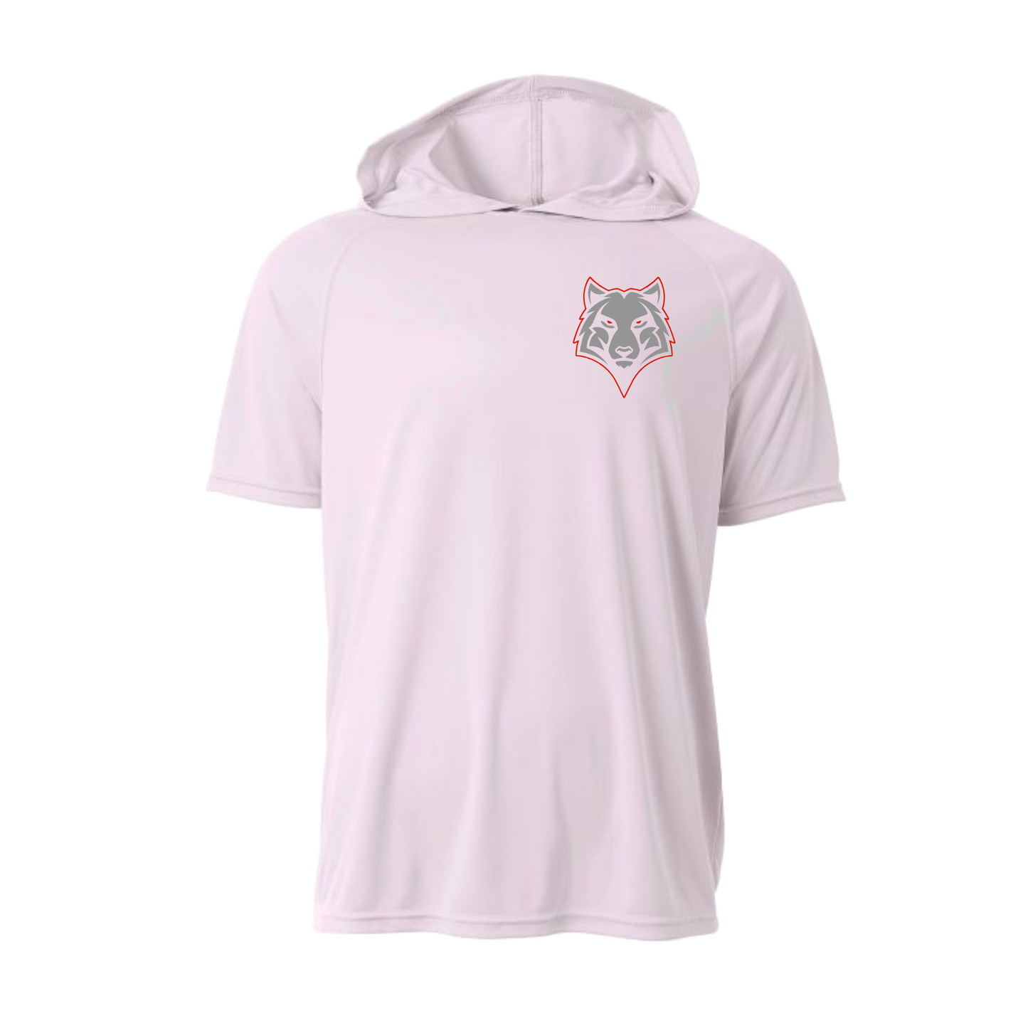 White Hooded Wolves Shirt, Short Sleeve Hooded Tee, Wolves Baseball Spiritwear