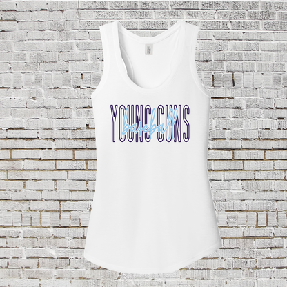 Navy Young Guns Baseball Tank Top, Young Guns Baseball, YG White Tank, Young Guns Womens Shirt