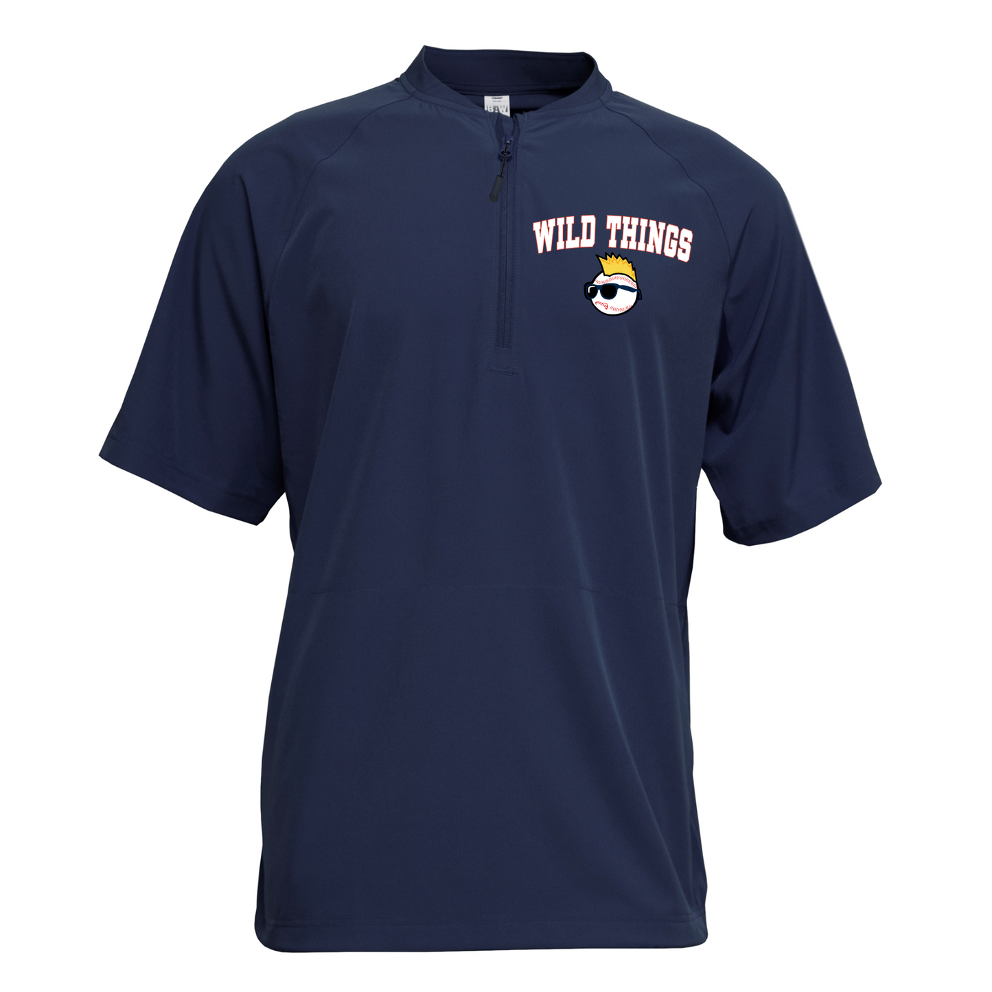 Short Sleeve Navy Cage Jacket – Wild Things Baseball Logo | Team Warm-Up Top