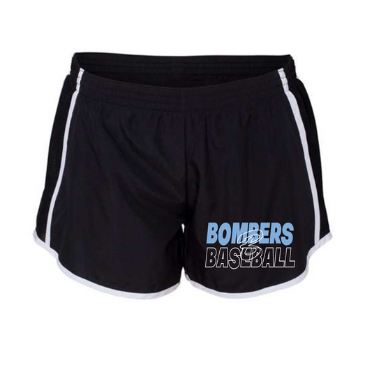 GTX Bombers Womens Shorts, Bombers Baseball Shorts, Ladies Bombers Baseball Running Shorts