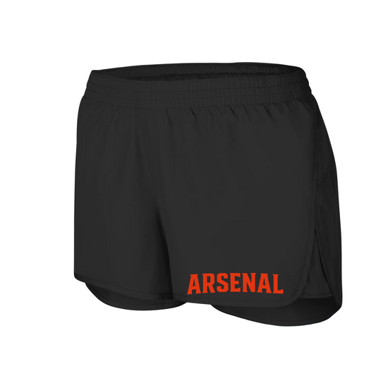 Womens Black Running Shorts, Arsenal Shorts, Arsenal Baseball Logo'd Shorts