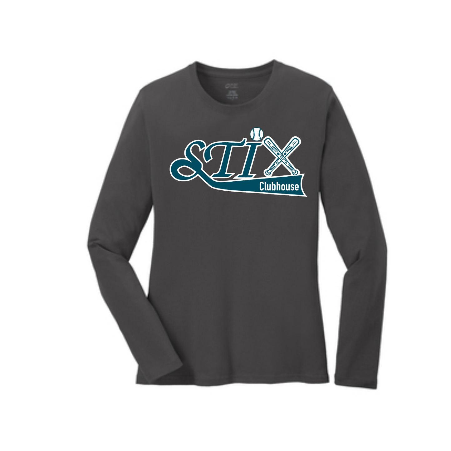 Dark Grey Stix Clubhouse Softball Tee, Long Sleeve STIX Softball Shirt, Stix Sportek Shirt